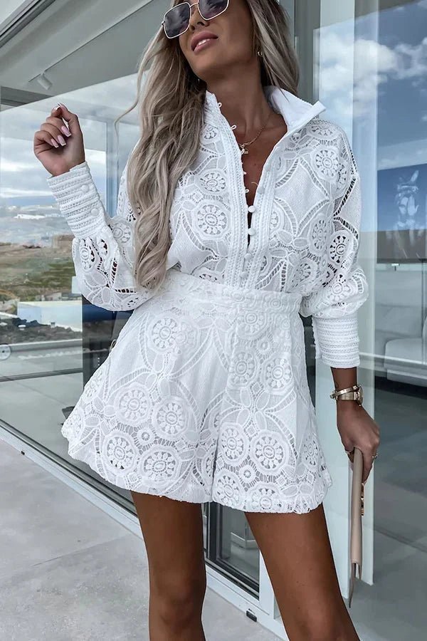 Conjunto coordenado Natalie bordado com renda