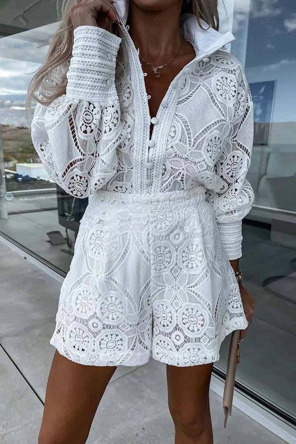 Conjunto coordenado Natalie bordado com renda