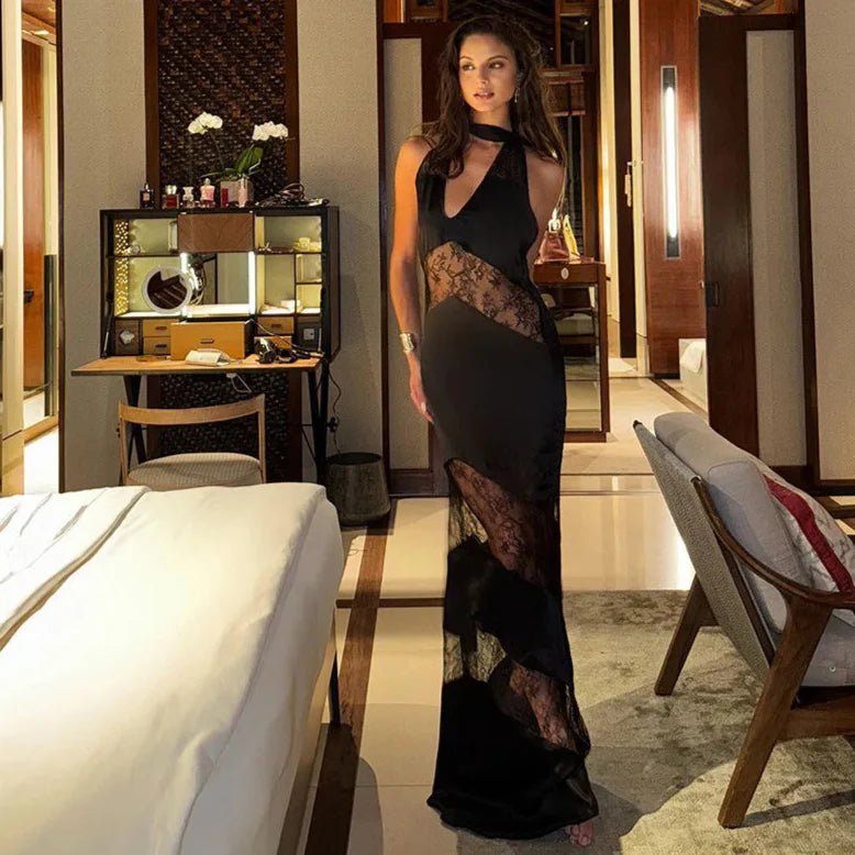 Vestido Natasha transparente com decote halter
