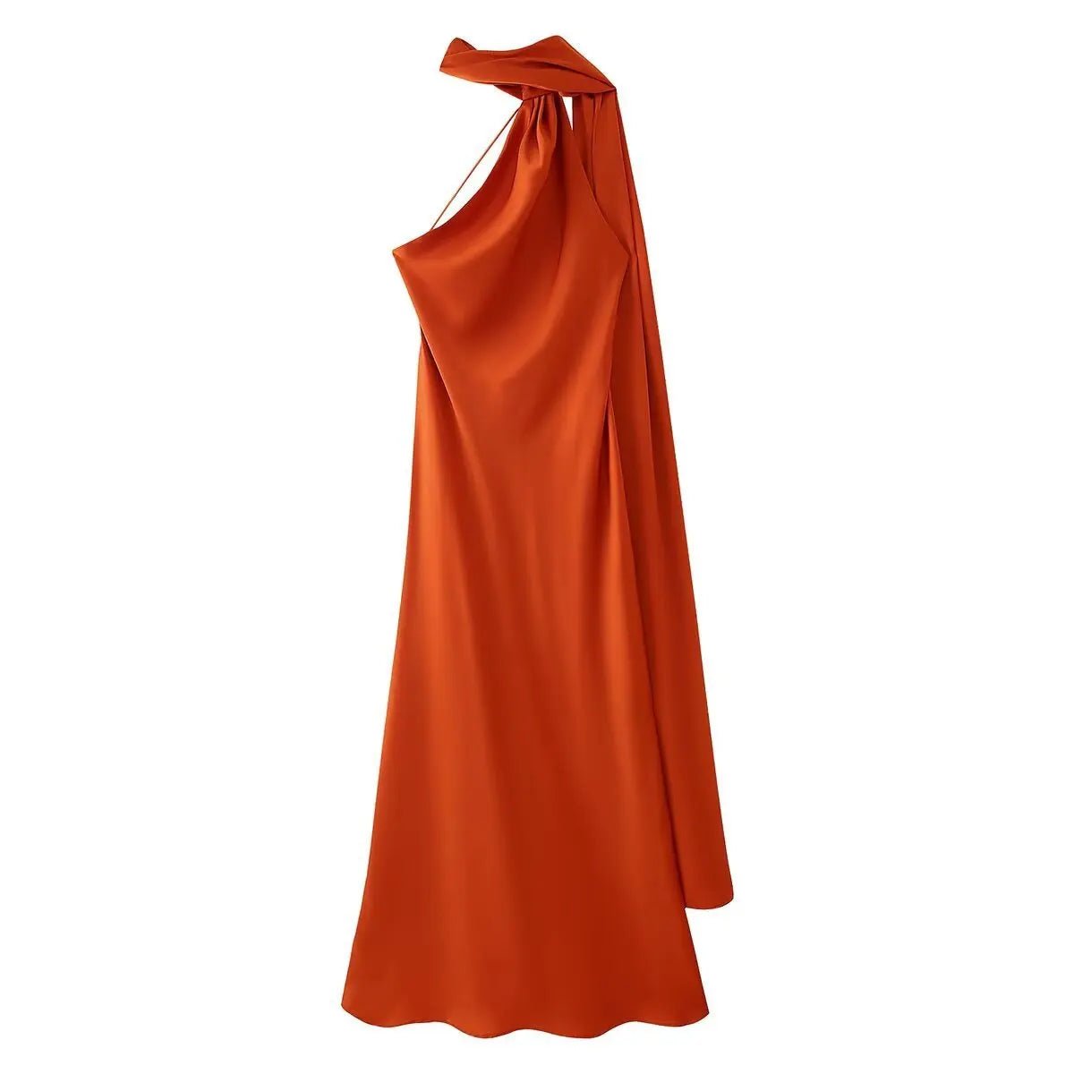 Vestido maxi Neele de cetim com frente única e costas descobertas