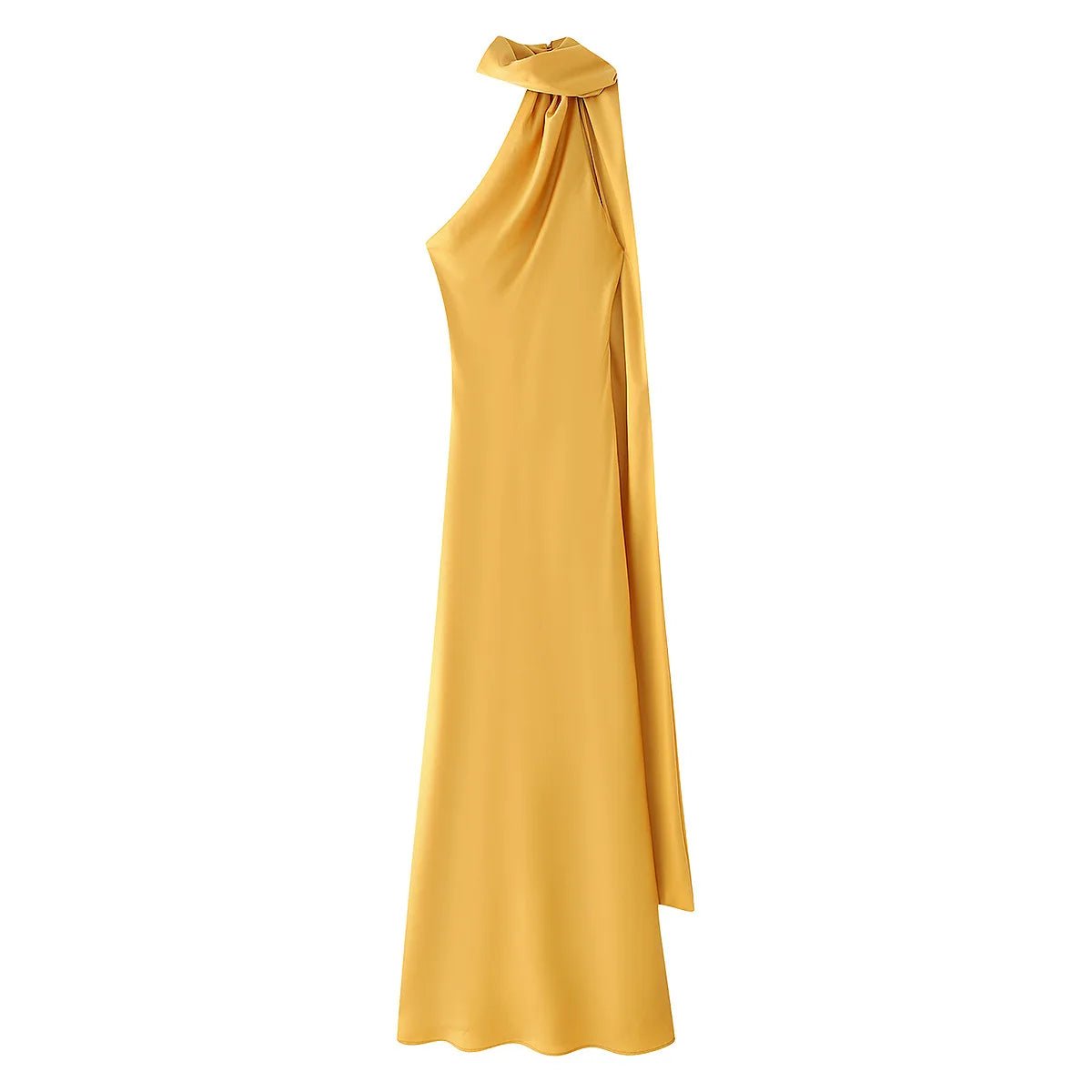 Vestido maxi Neele de cetim com frente única e costas descobertas
