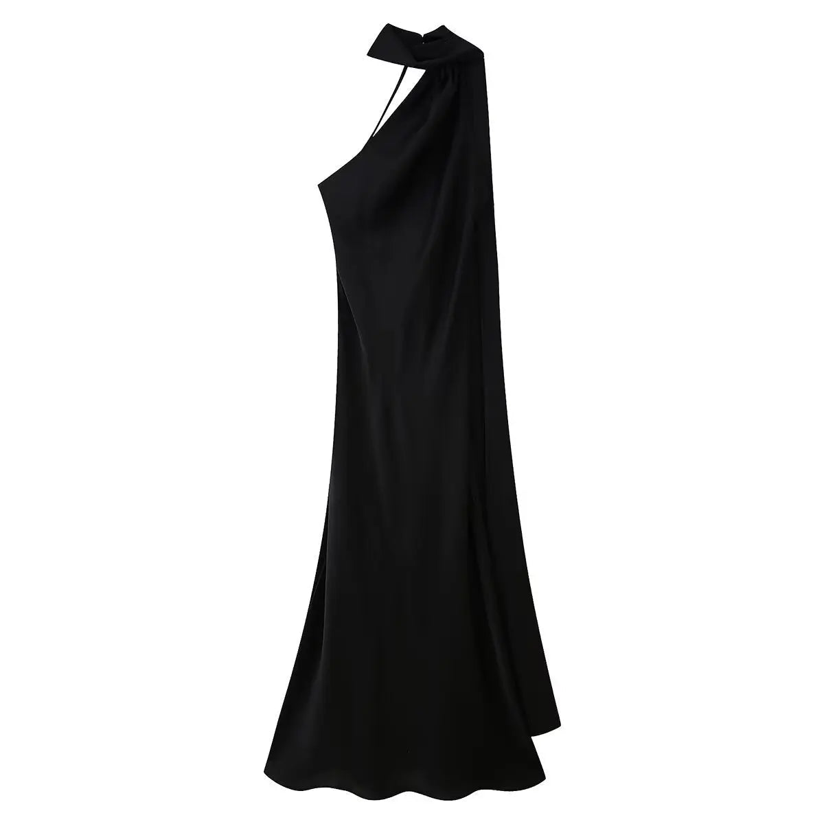 Vestido maxi Neele de cetim com frente única e costas descobertas