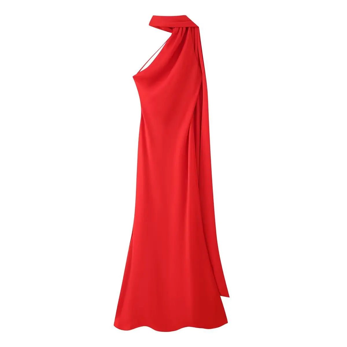 Vestido maxi Neele de cetim com frente única e costas descobertas