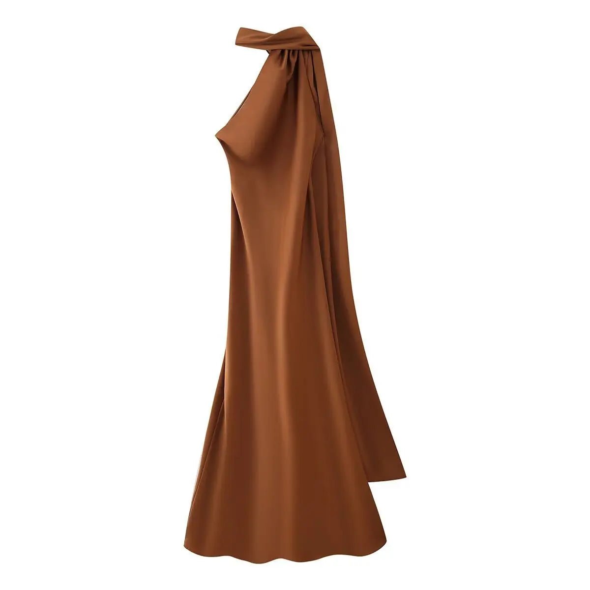 Vestido maxi Neele de cetim com frente única e costas descobertas