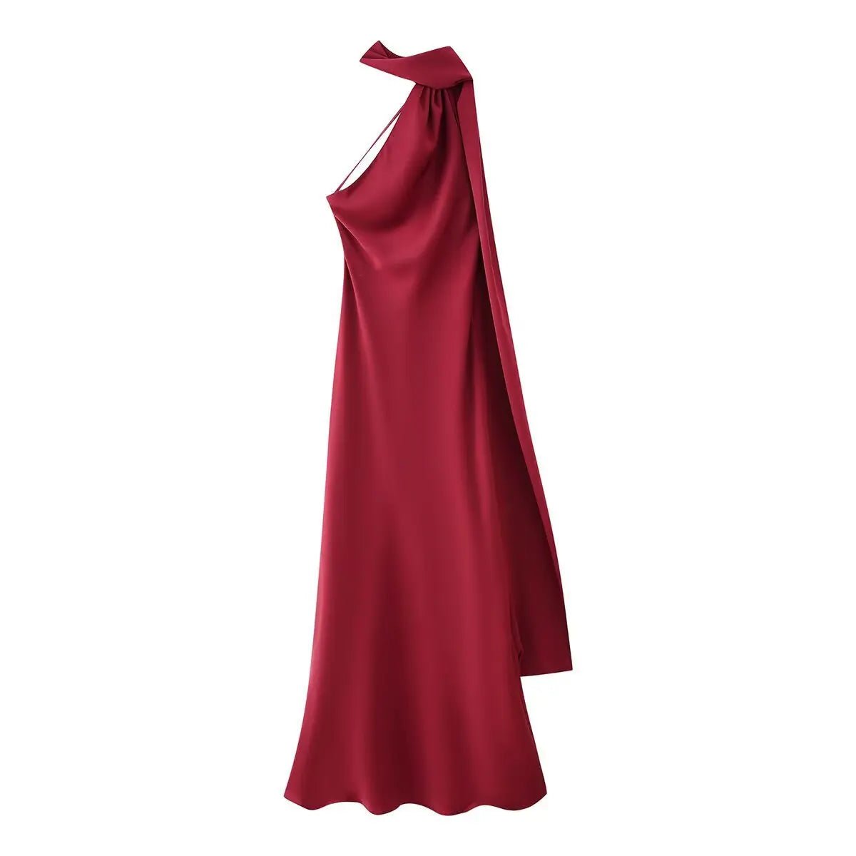 Vestido maxi Neele de cetim com frente única e costas descobertas