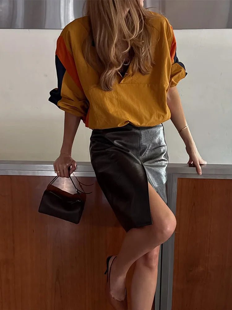 Casaco curto oversized com blocos de cor Nerea