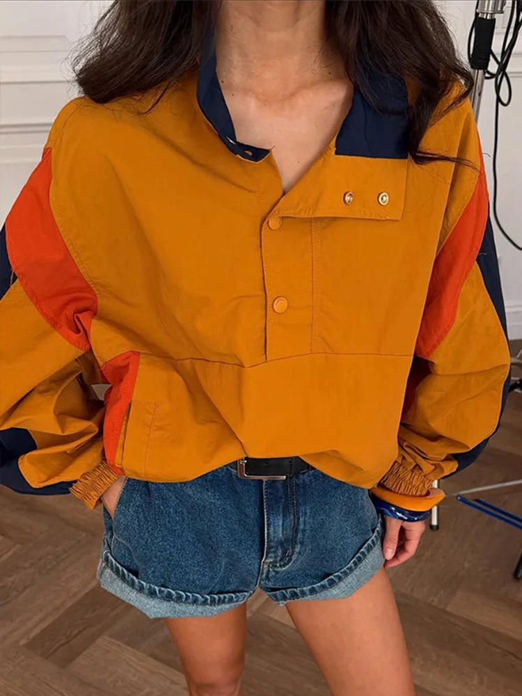 Casaco curto oversized com blocos de cor Nerea