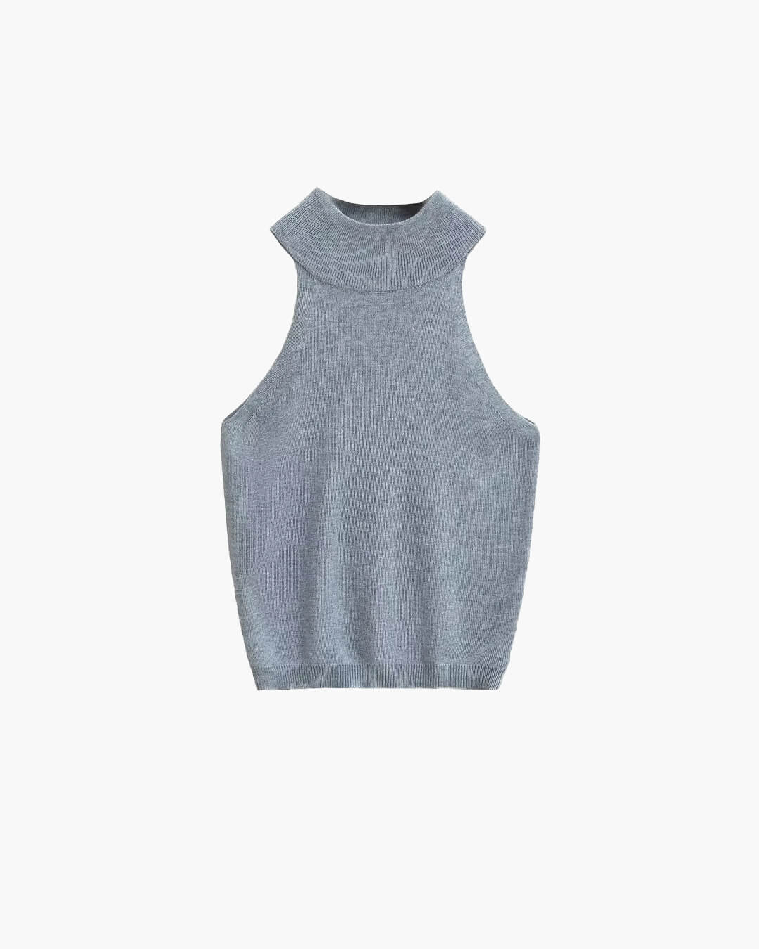 Top curto de malha sem mangas e com decote halter Nicky