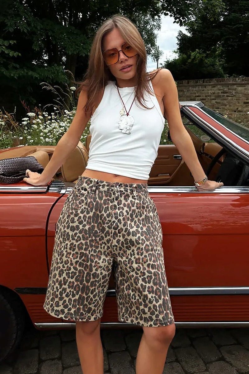 Calções com padrão de leopardo Nicole