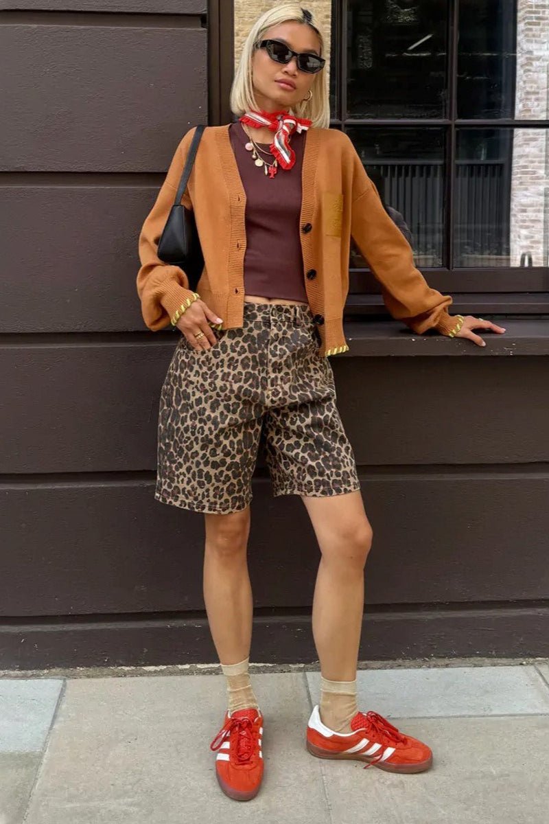 Calções com padrão de leopardo Nicole