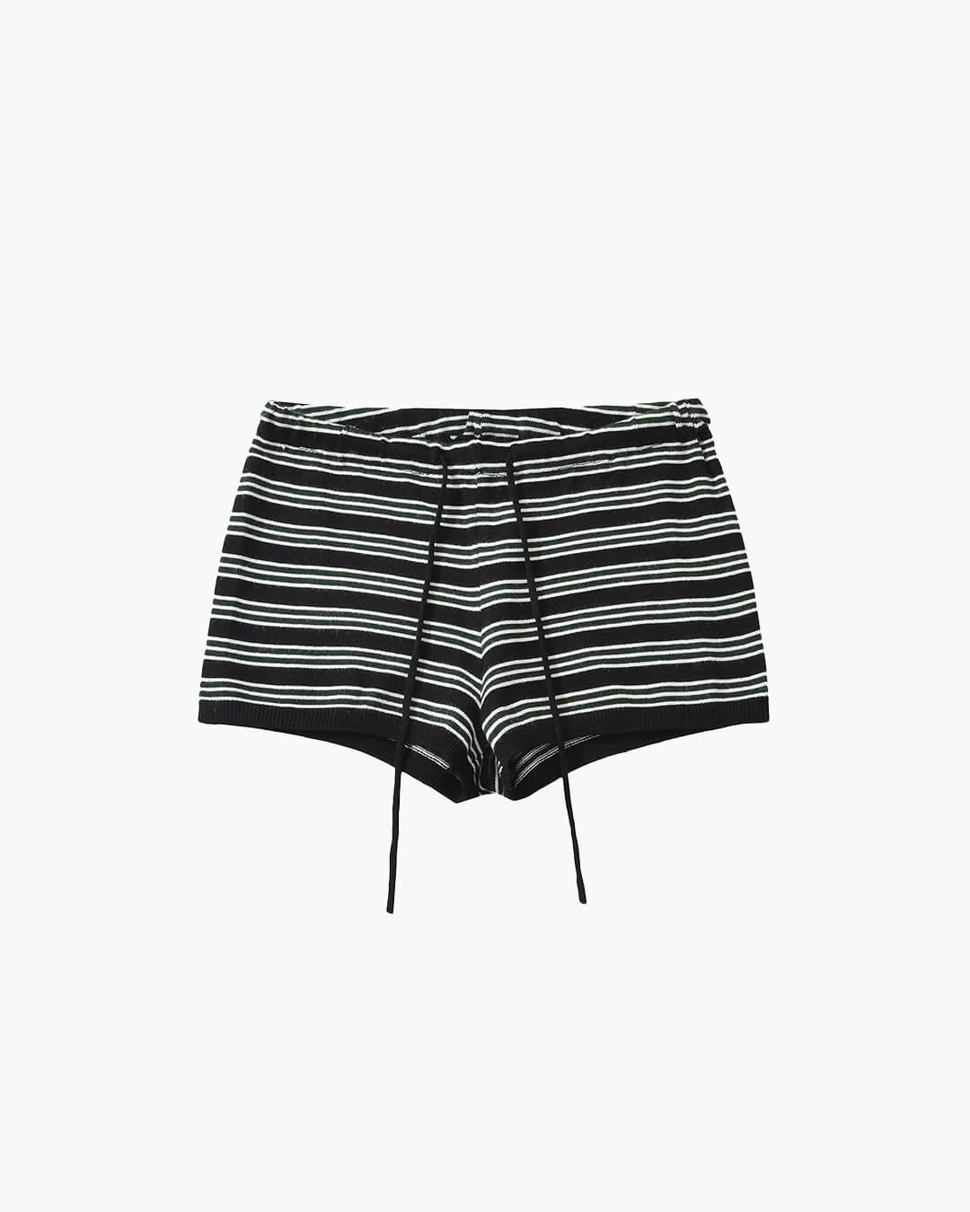 Conjunto de casaco de malha e calções às riscas Nicole