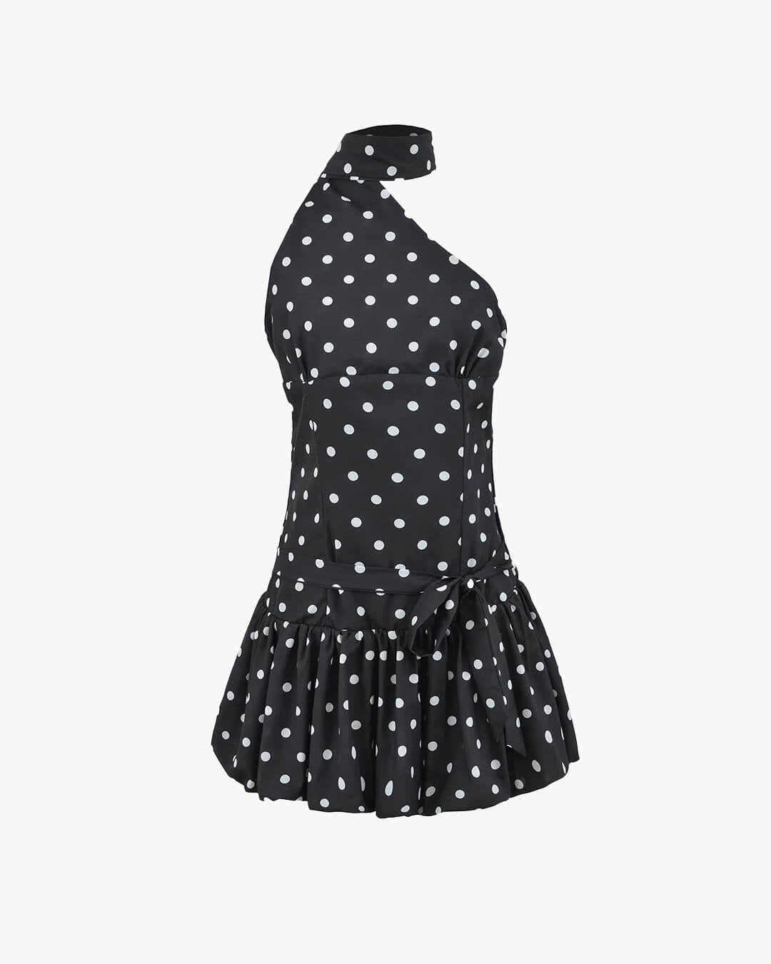 Mini-vestido de bolinhas Nina, de um ombro só