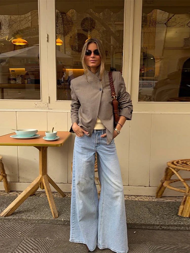 Casaco blazer de gola subida liso Noa