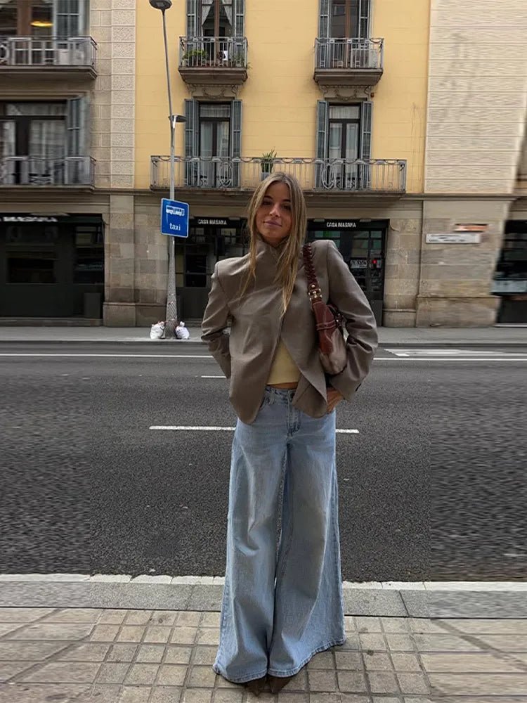 Casaco blazer de gola subida liso Noa