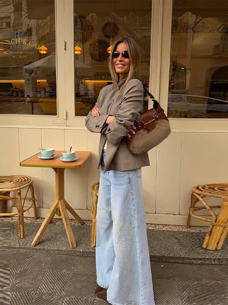 Casaco blazer de gola subida liso Noa