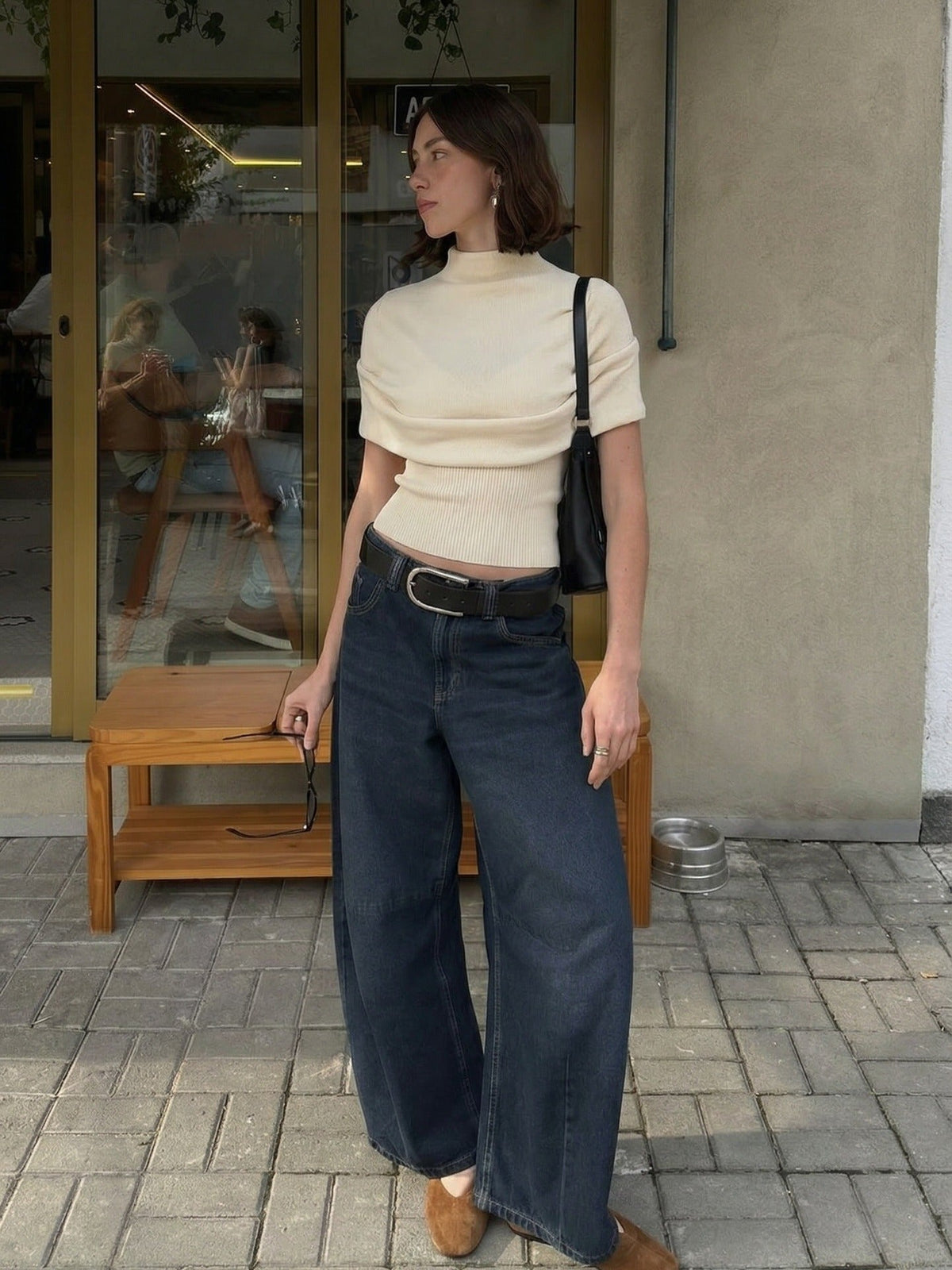 Top Nora drapeado em tricot