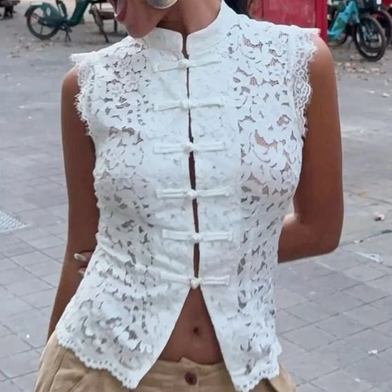 Top Odessa de renda sem mangas