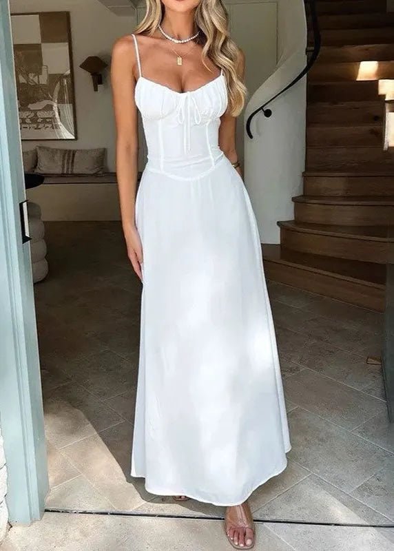 Vestido maxi com corpete espartilhado Odile