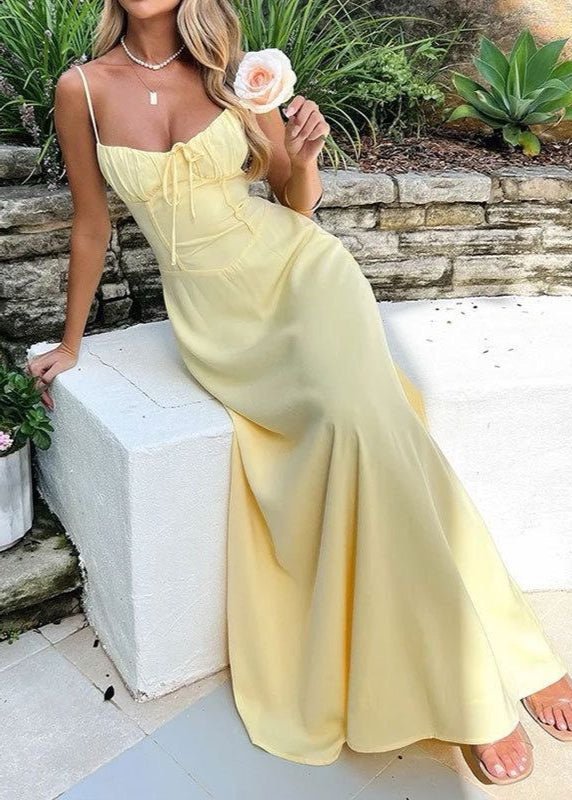 Vestido maxi com corpete espartilhado Odile