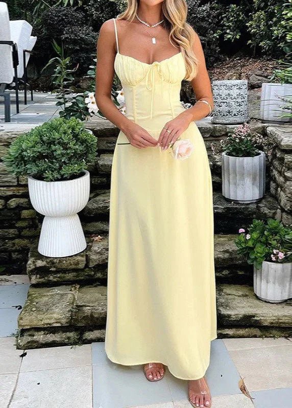 Vestido maxi com corpete espartilhado Odile