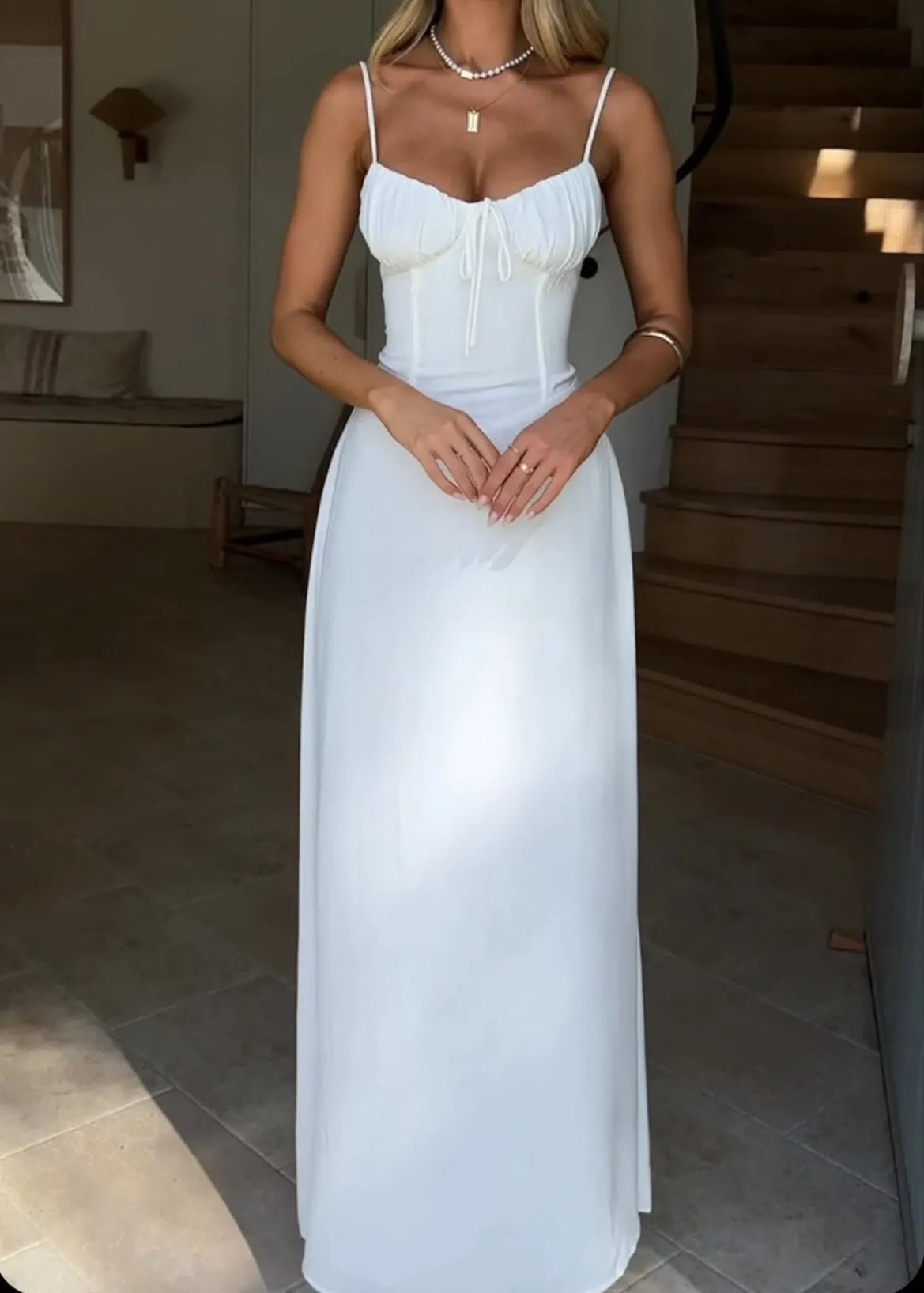 Vestido maxi com corpete espartilhado Odile