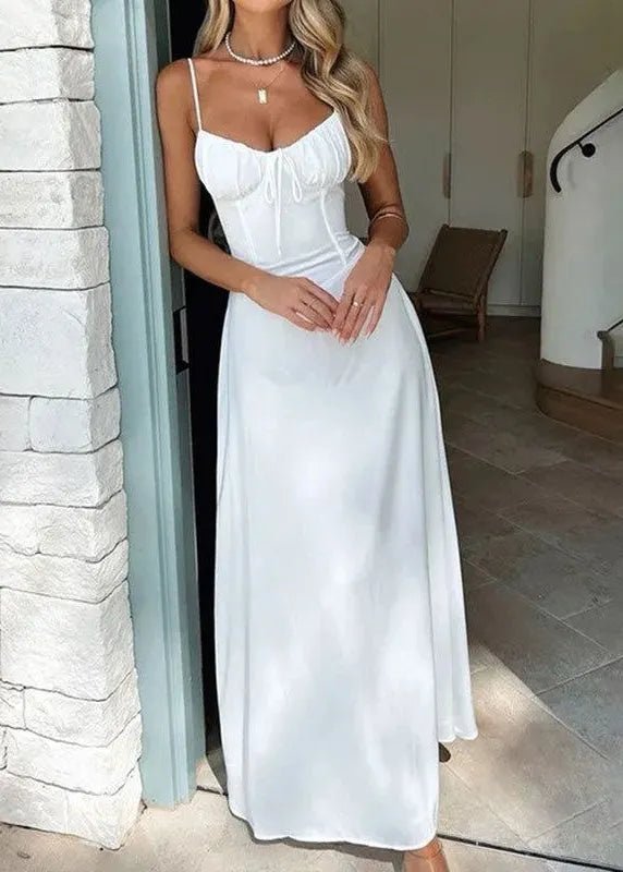 Vestido maxi com corpete espartilhado Odile