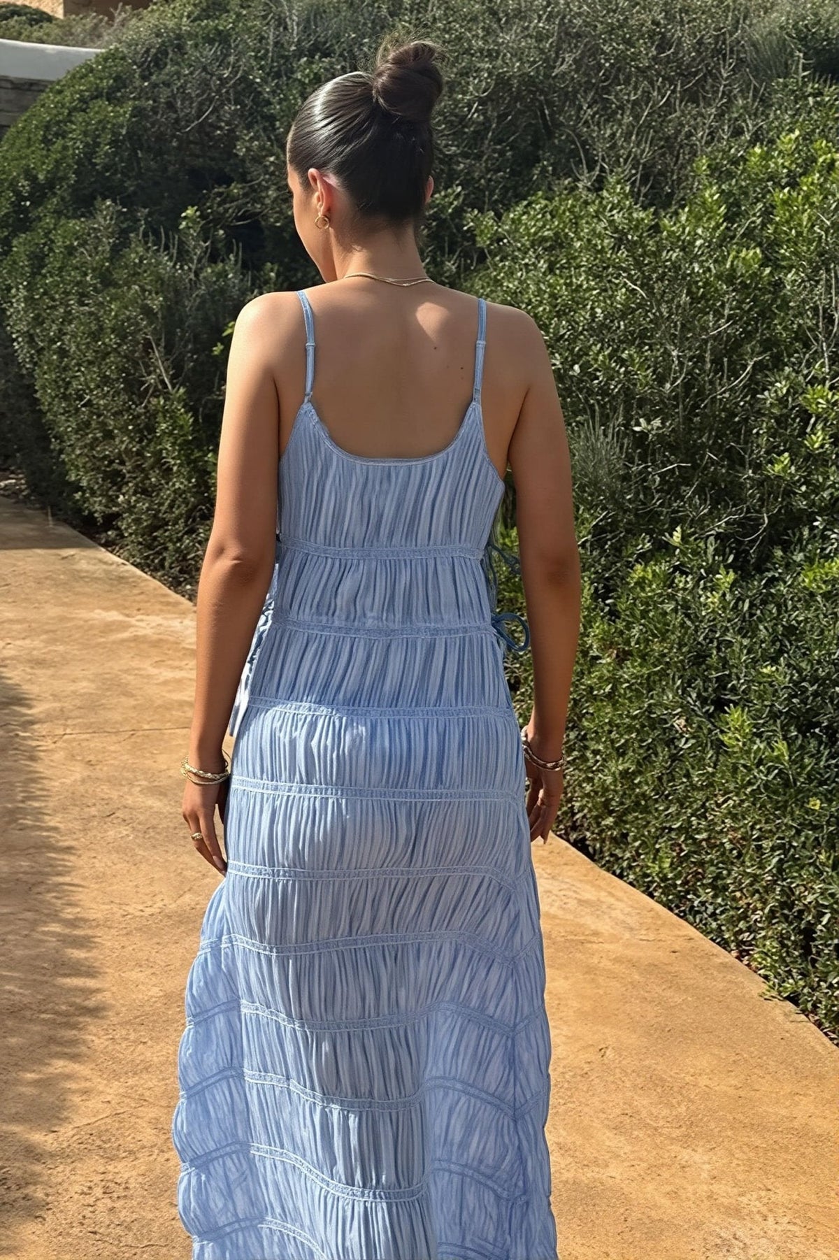 Vestido comprido de malha canelada Olivia