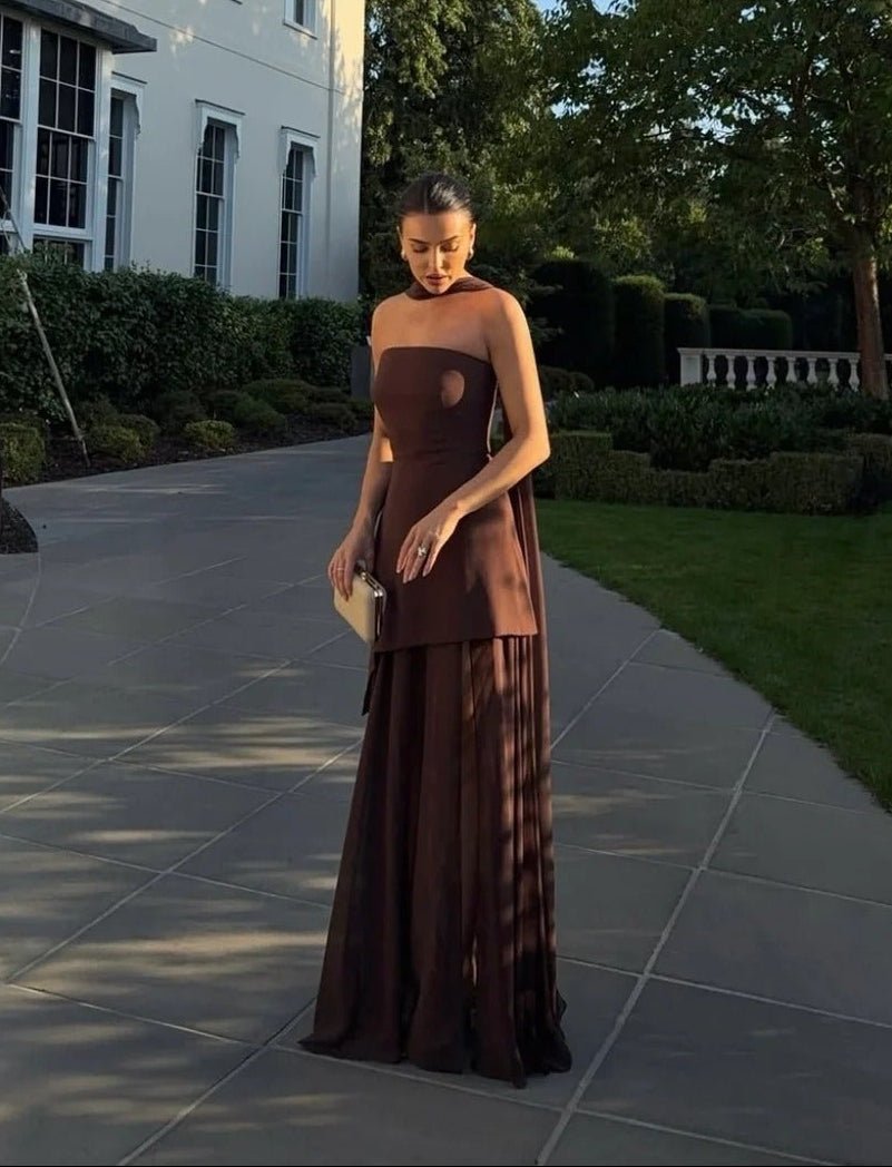 Vestido maxi Ophelia assimétrico e transparente