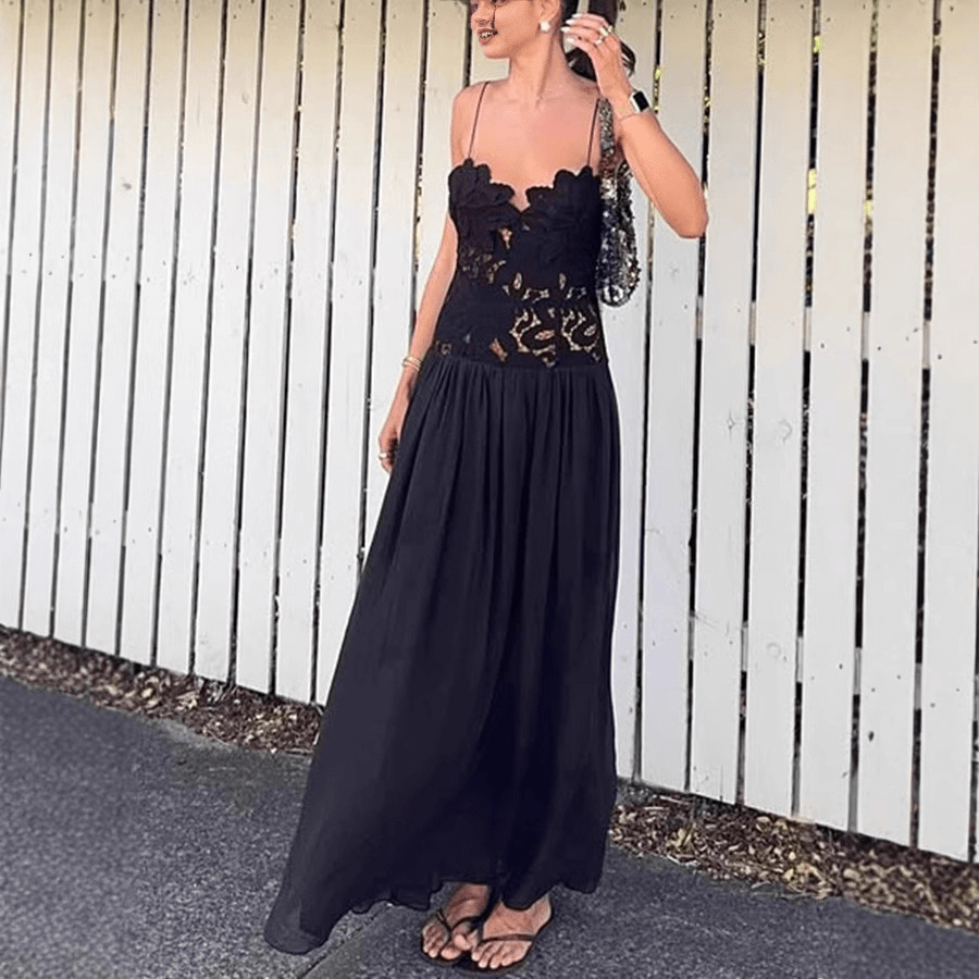 Vestido cai-cai em renda e malha Orla