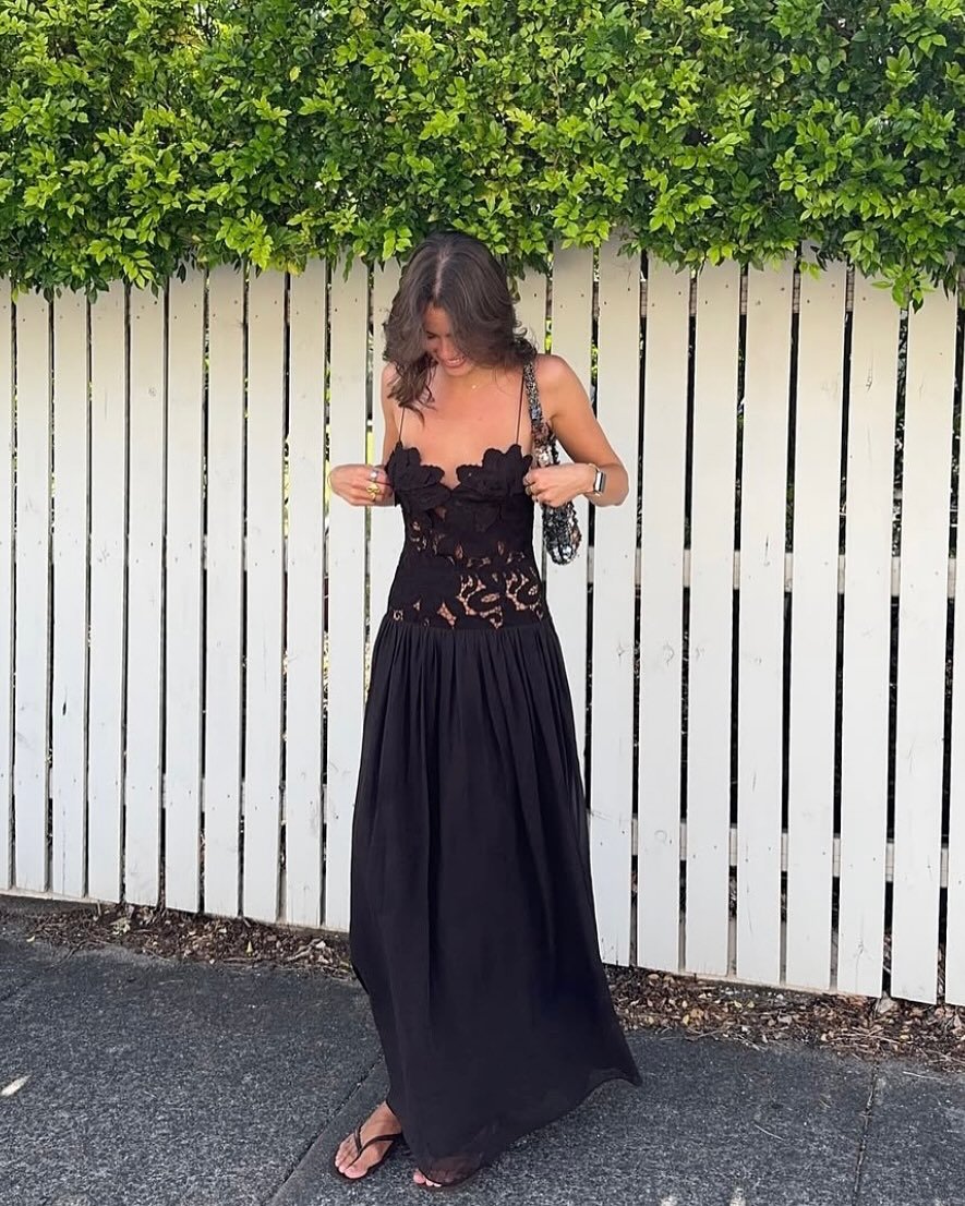 Vestido cai-cai em renda e malha Orla