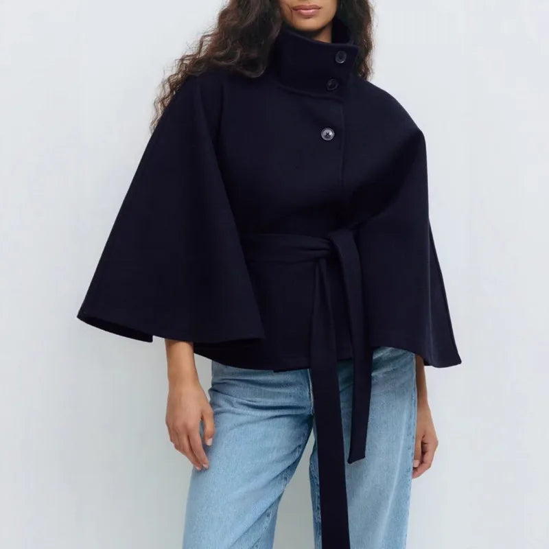 Casaco com cinto de corte oversized