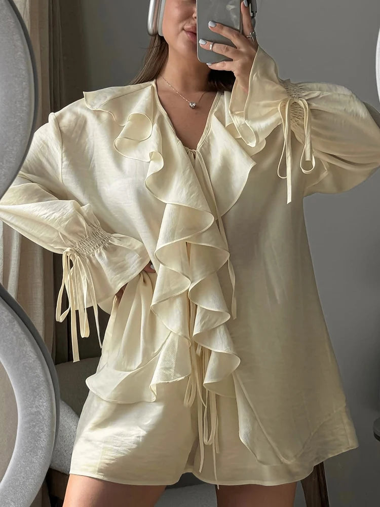 Conjunto oversized com folhos