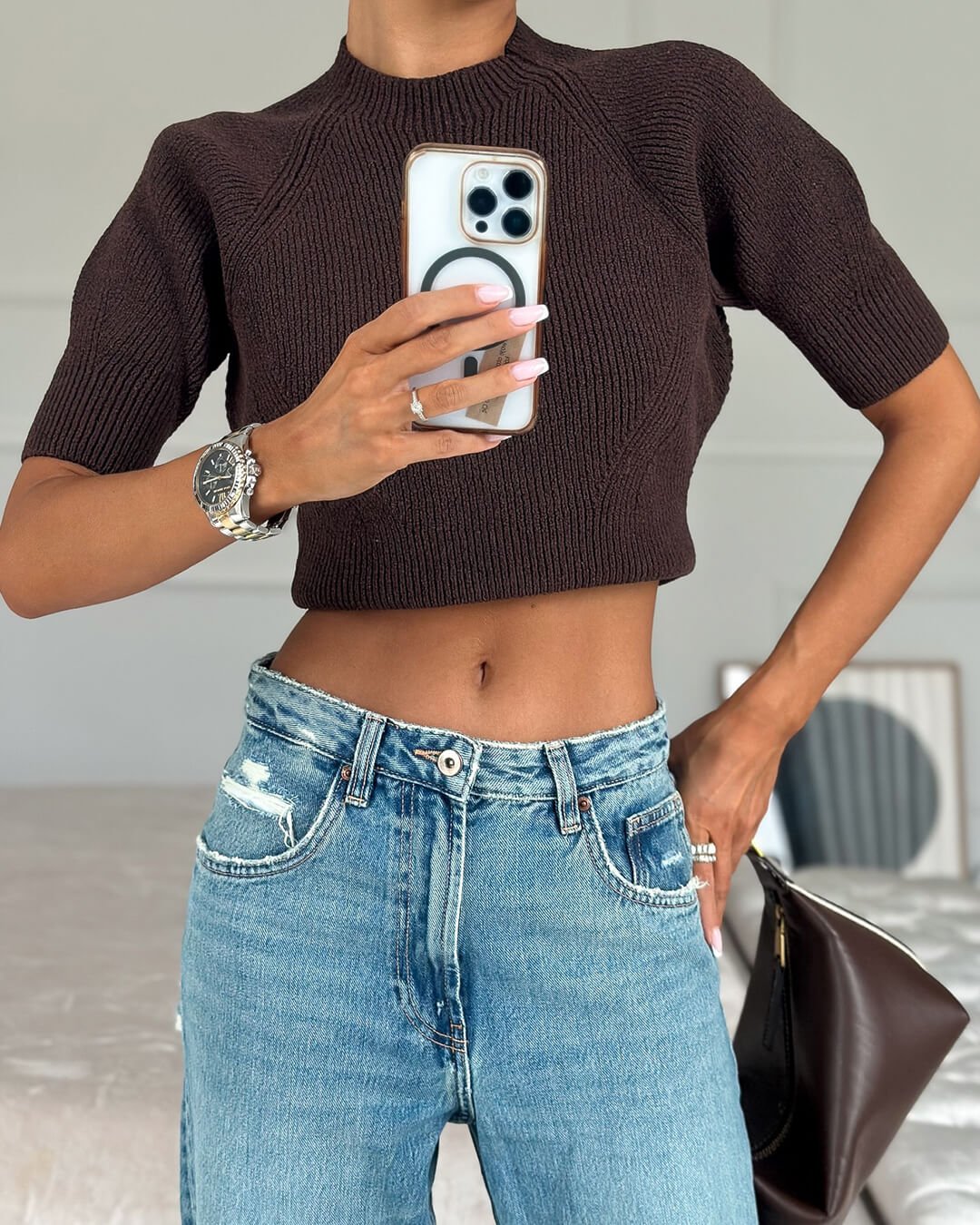 Top curto de malha sem costuras Paloma