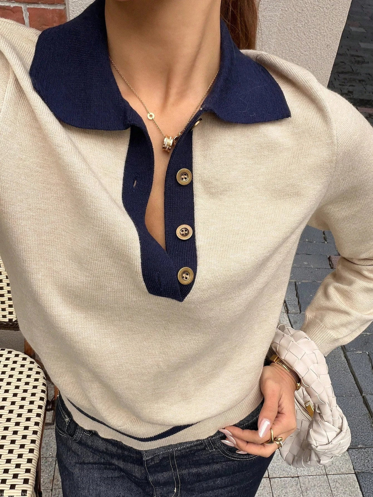 Polo de malha Paris com blocos de cor