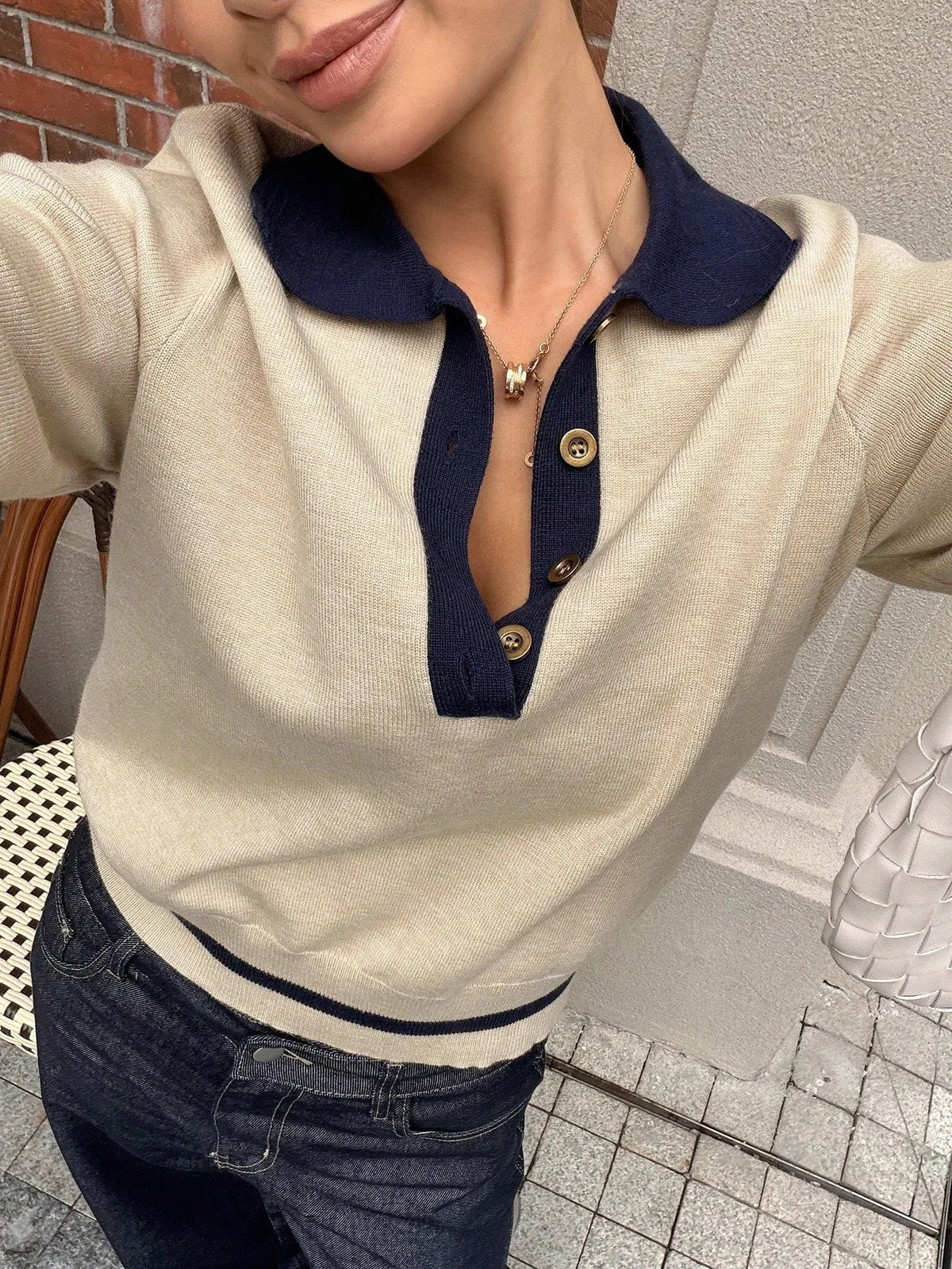 Polo de malha Paris com blocos de cor