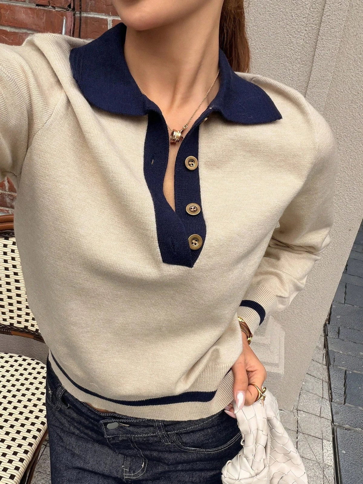 Polo de malha Paris com blocos de cor