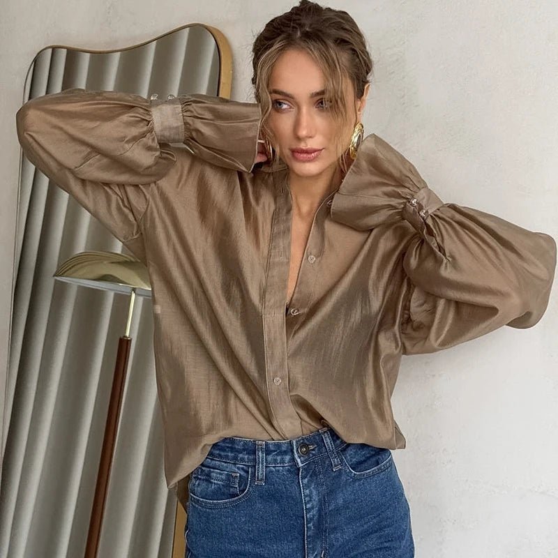 Blusa transparente de mangas compridas Patricia