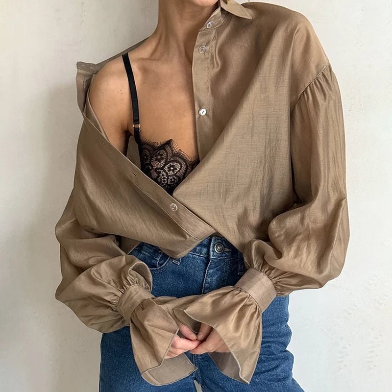 Blusa transparente de mangas compridas Patricia