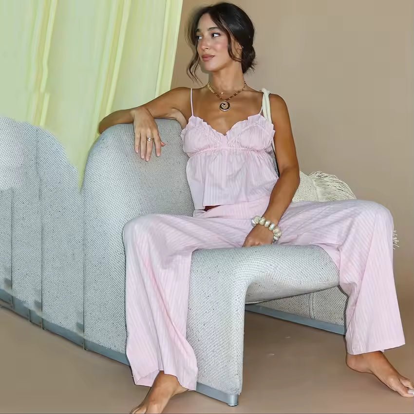 Conjunto de pijama Peyton com folhos