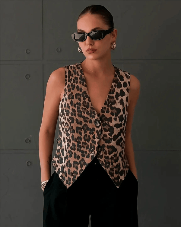 Colete com padrão de leopardo Pilar