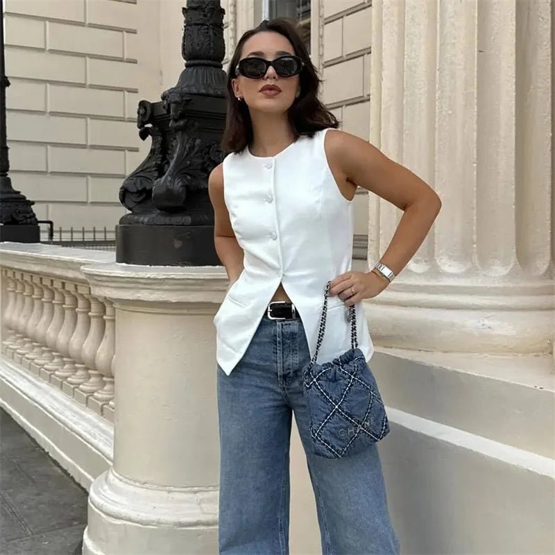 Top de colete com botões Priya