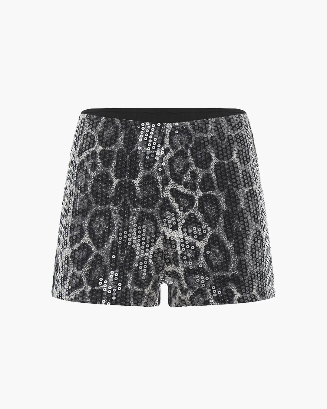 Calções de lantejoulas com padrão leopardo Quennie