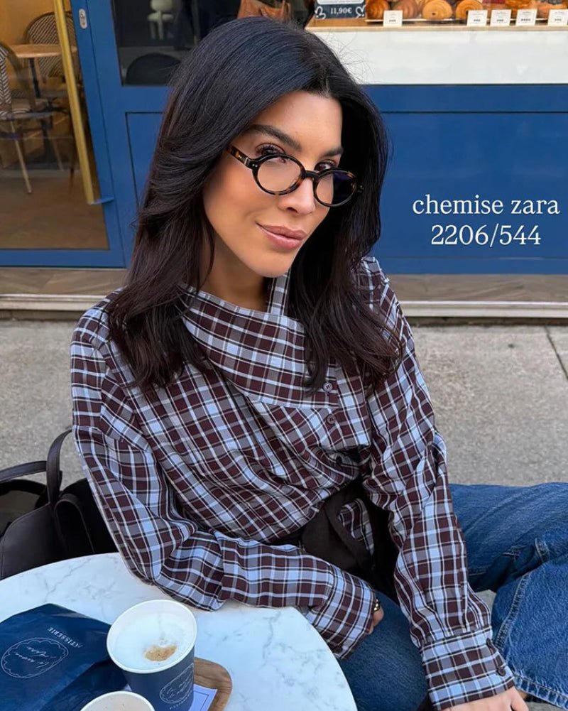 Camisa cruzada axadrezada de popelina Rebecca