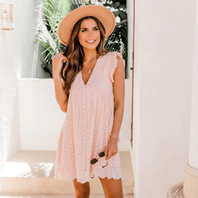 Minivestido Regine sem mangas com decote em V