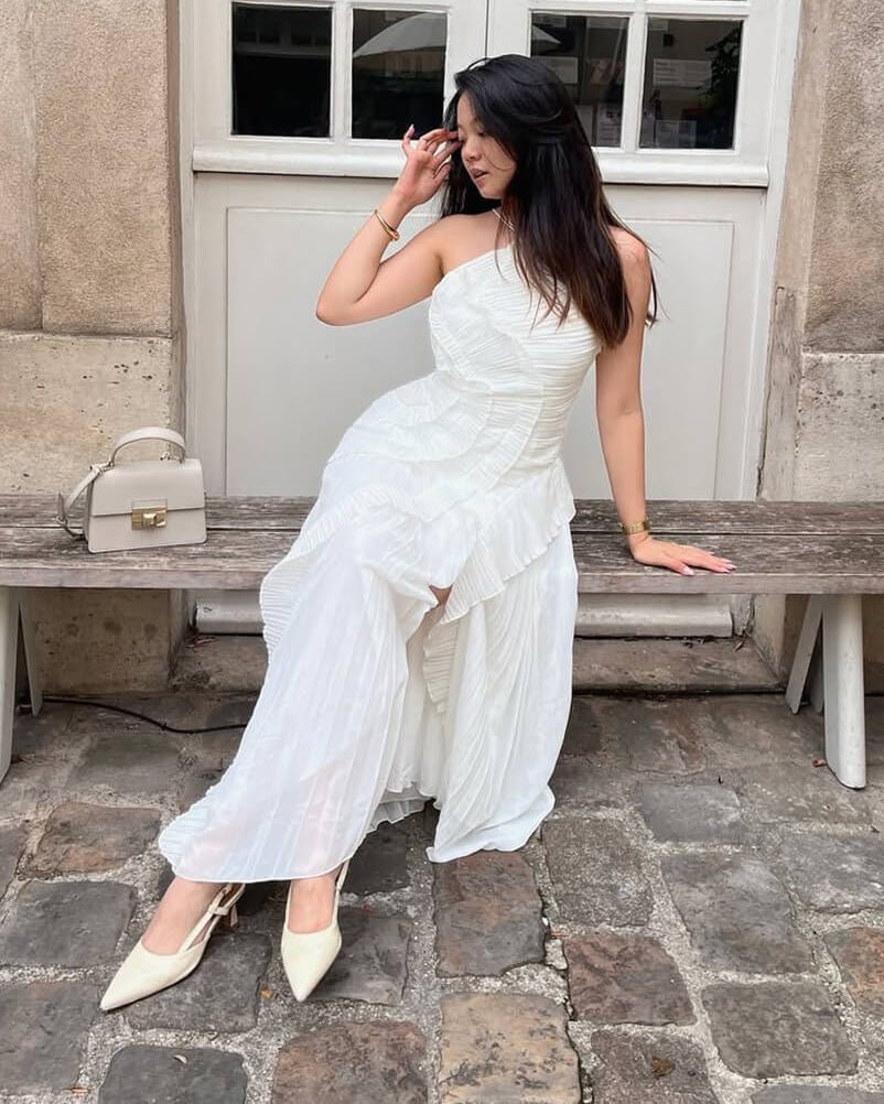 Vestido de cerimónia em linha A com decote halter Renata