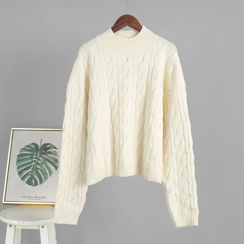 Camisola de tranças com gola alta Freja