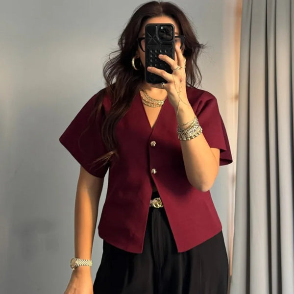 Ribbed V-Neck Button Cardigan