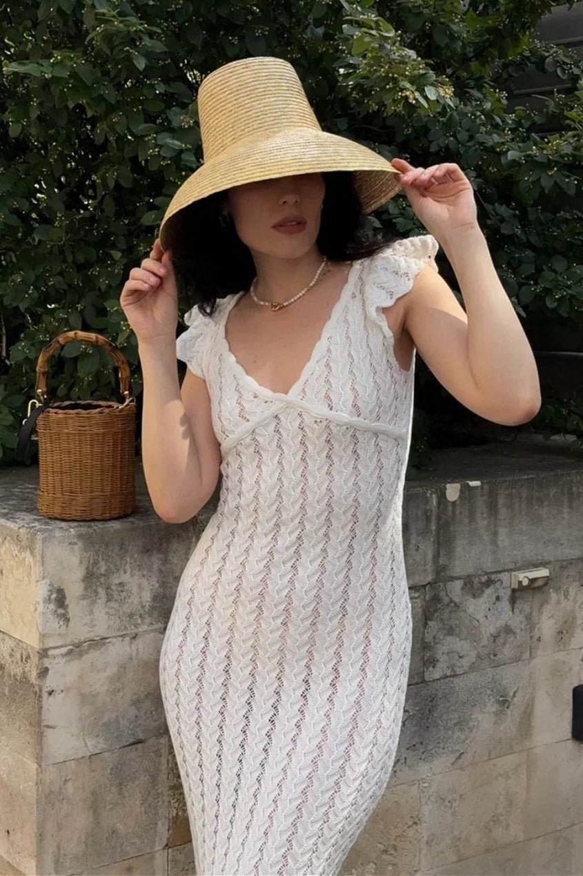 Vestido midi de malha Roan com folhos