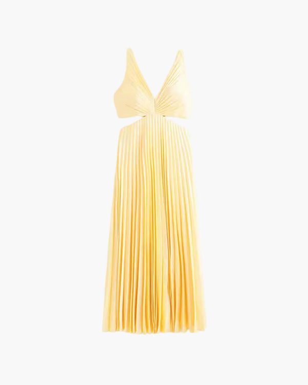 Vestido comprido sem mangas com recorte e decote em V Rona