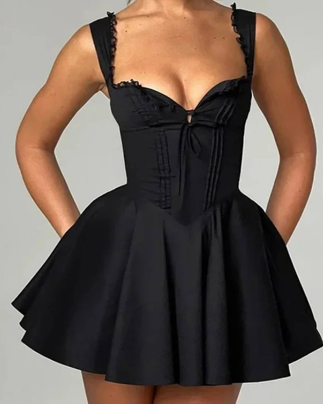Vestido mini com cordões nas costas Rosa